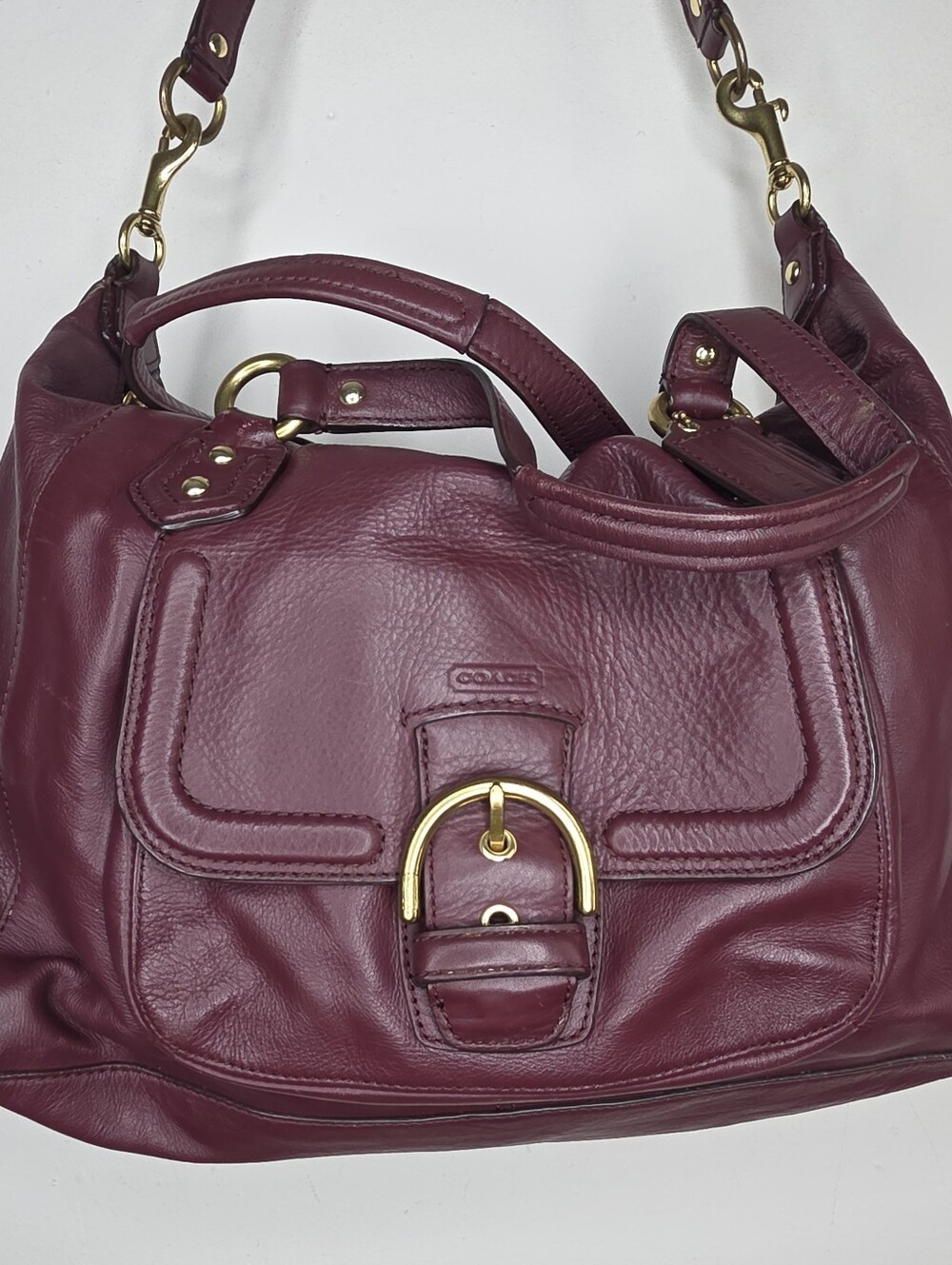 Coach Bag F1373-F25151 Leather Buckle Satchel Shoulder Burgundy F25151 - Picture 2 of 16